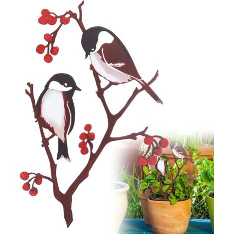Décoration de Jardin Oiseaux Rouillés Oiseau Métal Décoration Metalbird pour Balcon et Terrasse (1/5)