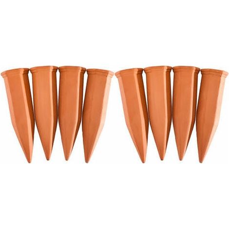 Cono de riego de terracota (juego de 8) para botellas de PET de 1,5 l, jardineras y plantas en maceta. Terracota. (1/4)