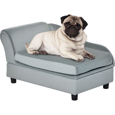 Canapé pour chien et chat 76 x 45 x 43 cm coffre de rangement assise relevable moderne design en velours gris clair (1/5)