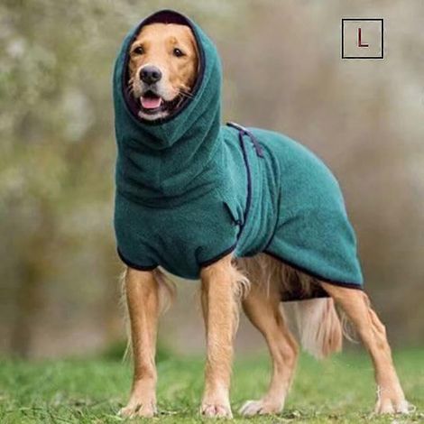 Peignoir pour chien avec capuche et sangle réglable + ensemble serviette pour pattes (1/5)