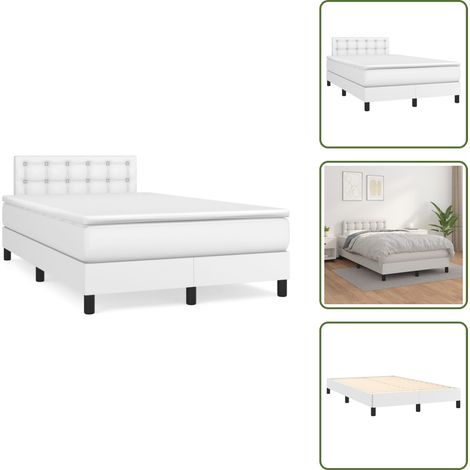 Letto con molle insacchettate - vidaXL Giroletto a Molle con Materasso Bianco 120x190 cm in Similpelle - Letto con similpelle