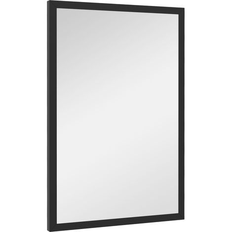 Rechteckiger Wandspiegel 60 x 40 cm, schwarzer Holzrahmen, ideal für Badezimmer, Wohnzimmer oder Schlafzimmer (1/5)