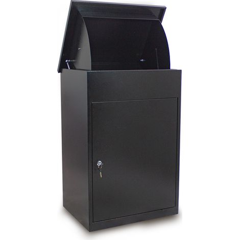 Bituxx massive Paketbox Paketkasten XXL Paketbriefkasten Postbox draussen mit Einwurfklappe für Zuhause 60x48x85 Schwarz (1/5)