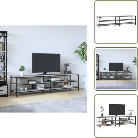 Meuble TV sonoma gris 200x30x50 cm bois d'ingénierie et métal - Meubles Tv - Meuble Tv - Meuble Multimedia - Armoire Media - Meuble Salon (1/5)