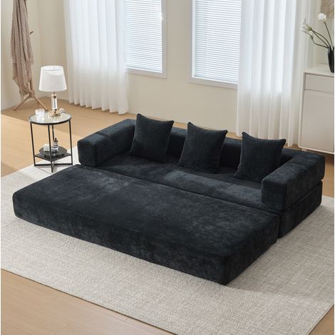 Sofá cama modular chenilla con bolsillos 198 cm OKMYHOME (1/5)