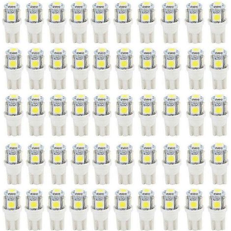 50 fiale LED Super White T10 Wedge 5-SMD 5050 W5W 2825 158 192 168 194-WELLNGS-AquaForge (1/5)