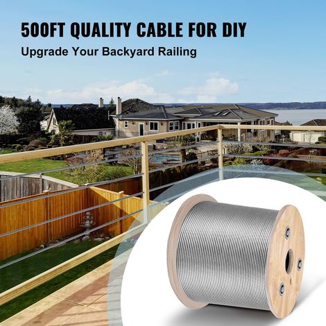 Cable Inox 150 m Câble Métallique Acier Inoxydable 4,76 mm mm Bobine Fil de Suspension 7x19 Brins Résistance à Rupture 1678 kg pour… (1/5)