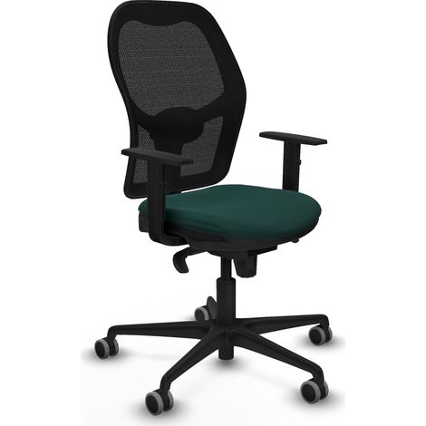 Jorquera sincro malla negra similpiel verde botella brazos 1D base nailon ruedas 65mm engomada (1/5)