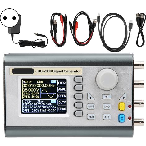 Générateur de signaux arbitraires DDS double canal JDS2900-50M avec fréquencemètre, alimentation AC100-240V, prise UE, 50MHz, équipement de test de laboratoire (1/5)