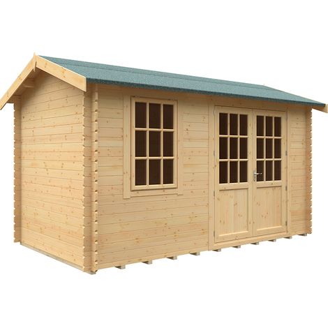 14x8 The Henley 28mm Cabin - L415 x W235 x H262.3 cm - Solid Wood/Softwood/Pine - Natural
