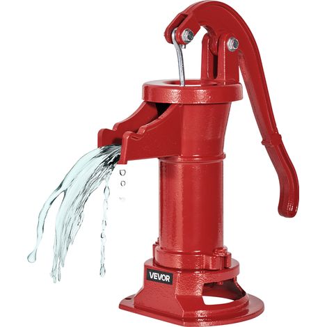 VEVOR Pompe a Eau Manuelle Puits, Hauteur de Refoulement Max 7,6 m, Pompe a Main a Bras en Fonte Vintage avec Raccord NPT Standard, pour Pomper lEau des Etangs, Puits, Jardins, Cours, Fermes, Rouge