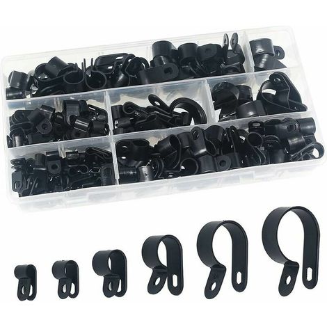 SHINING HOUSE Nylon-Kunststoffklemmen 200 Stück – Kabelbinder für Leitungen, Kabel, Kanäle und Kanäle Ø 5/6/10/13/19/23 mm (1/4)
