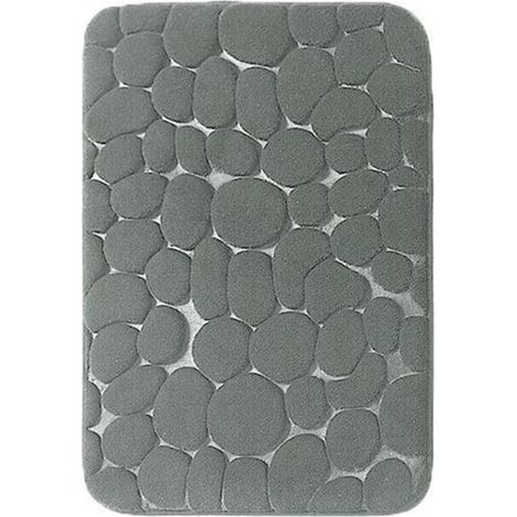 Tapis de bain 3D super absorbant et antidérapant 50 x 80 cm avec mousse à mémoire de forme, gris, pour la salle de bain (1/5)