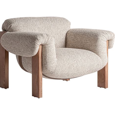 Fauteuil contemporain en bois d'hévéa marron style bohème - Marron naturel bois d'hévéa (1/5)