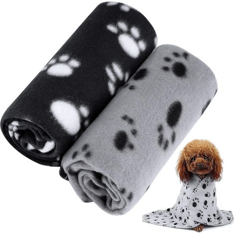 1 Couverture polaire, motif empreintes, doux, pour chien chat lapin, sieste soins (1/5)