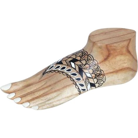Support à bracelets Pied tatouage oriental en bois