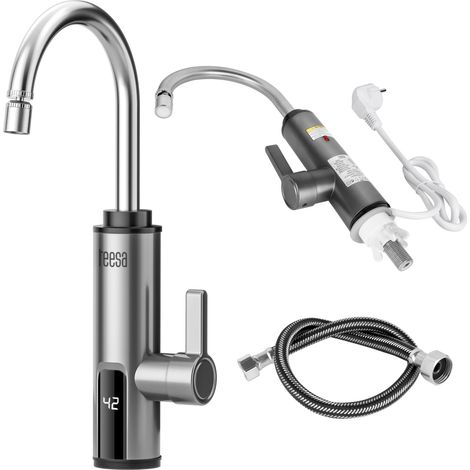 Teesa TSA4109, Calentador de agua instantáneo de metal con control de temperatura y diseño compacto, Plata (1/5)
