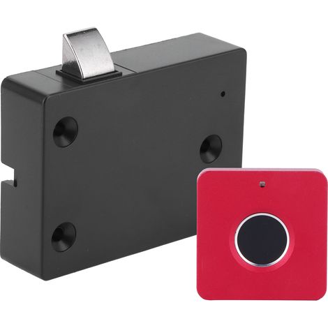 Verrou électrique intelligent pour meuble, alliage aluminium, serrure à empreinte digitale, tiroir armoire, format carré rouge, pack de 1 (1/5)
