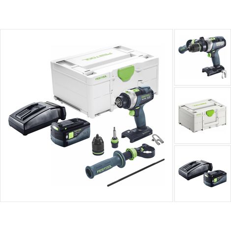 Festool – Perceuse-visseuse à percussion sans fil 18V – Moteur Brushless – Couple 75Nm – 4 vitesses – 1 batterie 5,0Ah et chargeur inclus – Systainer (1/5)