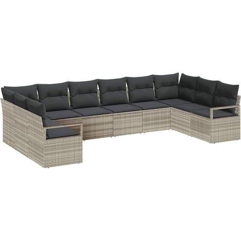 Maison Exclusive - Gartensofa-set mit Kissen 10 pcs Hellgrau Poly
