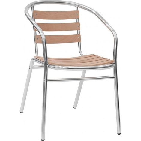 Chaise en aluminium de jardin, polywood et acier inoxydable type bar 53 x 57 x hauteur 72 cm, (1/4)
