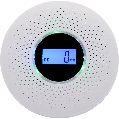Détecteur de fumée,Détecteur combiné de fumée et de monoxyde de carbone, alarme composite avec avertissement sonore et affichage numérique alimenté par batterie (1/4)