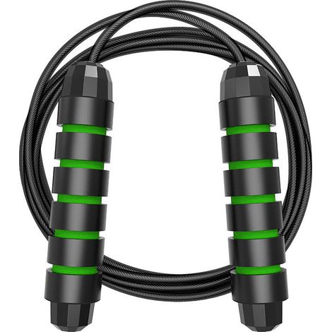 Corde à Sauter Réglable - Roulement à Billes - Câble en Fil Acier Gainé PVC - Pour Entraînement Fitness et Cardio - Lot de 2 (1/5)