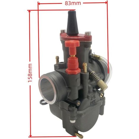 26-mm-Vergaser für PWK-Motorräder mit 26-mm-Anschluss. Farbe: Schwarz. Passend für Quads mit 75 cm³, 80 cm³, 100 cm³ und 125 cm³.