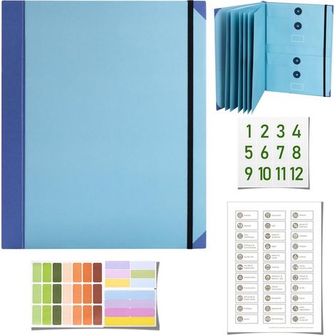 Folio Organisateur de Documents Dossier de Stockage de Documents Organisateur de Documents Importants avec 12 Compartiments in Case I Go Missing Binder pour L'école Les Fournitures de Bureau (1/5)
