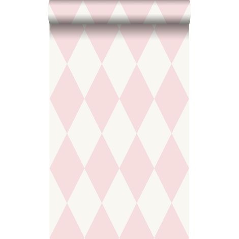 papier peint à carreaux rose brillant et blanc  - Origin Wallcoverings