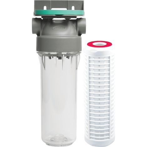Filtre à eau simple 9' 3/4 2P + cartouche lavable filtration sous évier - connexion 1'