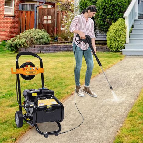 LEDANDER Nettoyeur à essence haute pression 7,5 HP 150 bars Nettoyeur à essence avec tuyau d'entrée et tuyau de sortie pour maison jardin et voiture (1/5)