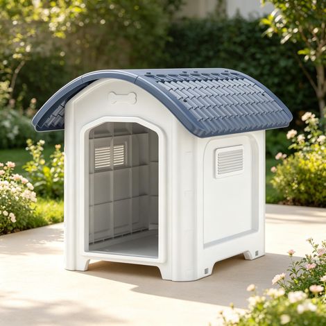 Niche en plastique pour chien pour extérieur, plancher surélevé amovible, toit imperméable, niche extérieure pour chien (1/5)