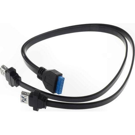 Câble à double port USB 3.0 pour montage sur panneau, avec connecteur à 20 broches et conception de montage à vis. (1/3)