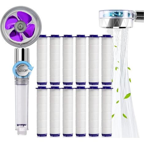 ZOLGINAH Douchette, Pommeau de Douche Anti Calcaire Economie Deau, Pommeau de Douche Helice Haute Pression Filtre à Trois Niveaux Système de Filtrage avec Filtre 12 Coton PP Remplaçable (1/5)