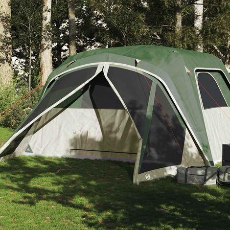 vidaXL Tienda campaña familiar con porche 6 personas impermeable verde (1/5)