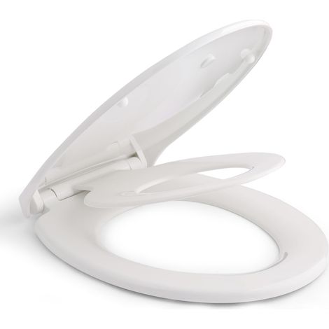 Sedile WC, HIMIMI Copriwater per Famiglia con Chiusura Rallentata & Misura Standard, Coperchio Wc Universale per Famiglia 2 in 1 Adulti e Bambini a Forma Ovale & Rapido Installare