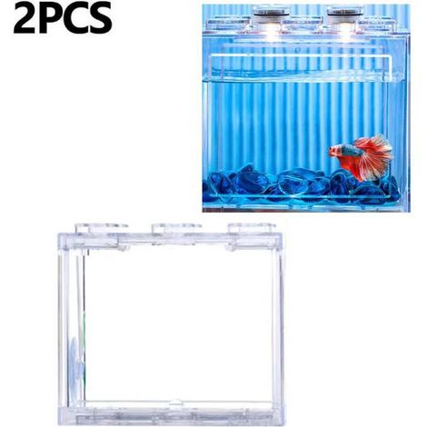 Set mit 2 kleinen Aquarien für Betta-Fische, Mini-Aquarien aus transparentem, hohlem Kunststoff, tragbare, explosionsgeschützte Mikro-Aquarien aus Acryl (1/5)