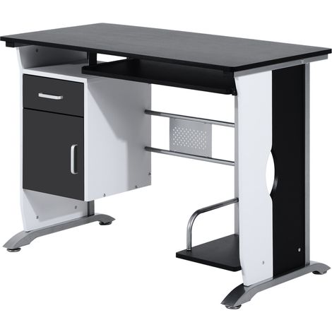 Schreibtisch Design MDF schwarz-weiß 100x52x75 cm