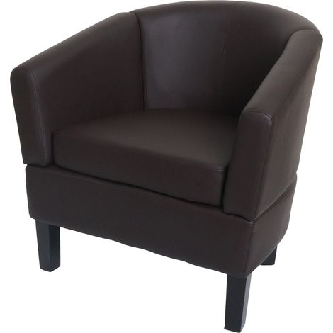 Fauteuil lounge HWC-O17, fauteuil club fauteuil cocktail, certifié MVG similicuir - marron (1/5)