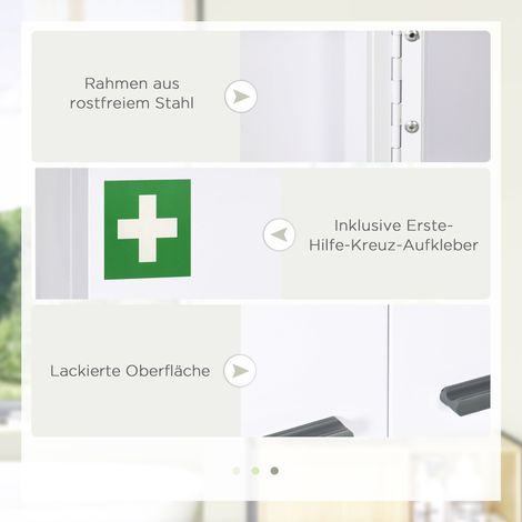 Armoire à pharmacie murale 2 portes, 6 étagères intégrées, meuble de toilette en acier blanc 55x18x60cm, rangement pour médicaments et soins. (1/5)