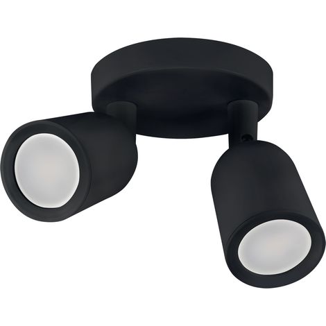 Applique da parete nera IP20 orientabile con attacco GU10 2x20W Ideus 03985 (1/2)