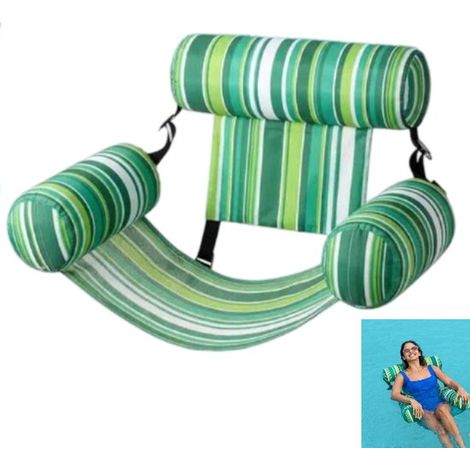 Silla plegable de piscina de 1 pieza con respaldo, esterilla de agua, bomba, 76 x 40,5 cm. (1/5)