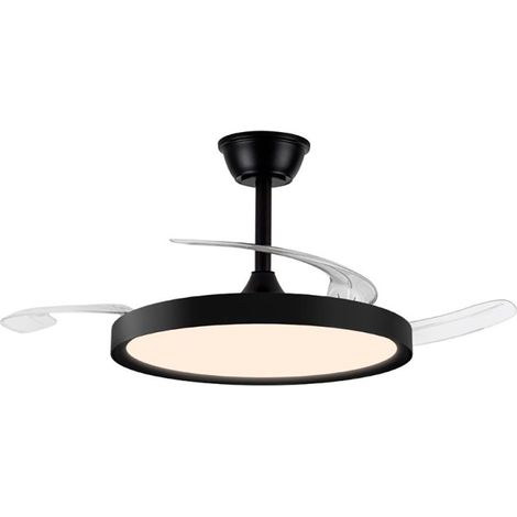 Cristalrecord Moderner Deckenventilator Schwarz mit LED-Beleuchtung