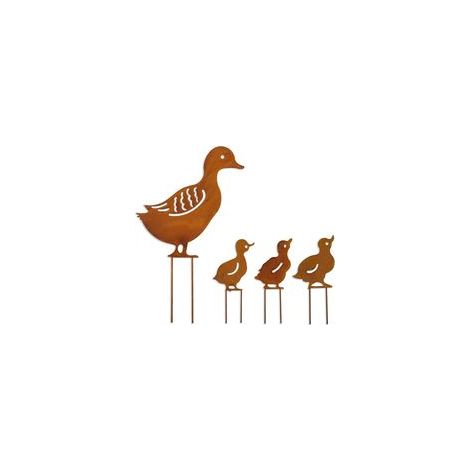 Piquets Canard Métal Lot de 4 Silhouettes Animalières pour Décoration Jardin Extérieur