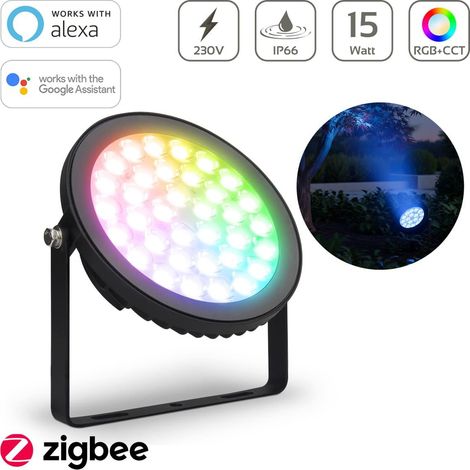 MiBoxer RGB+CCT LED Gartenstrahler 15W 230V Zigbee 3.0 Gartenleuchte mit Erdspieß FUTC03ZR