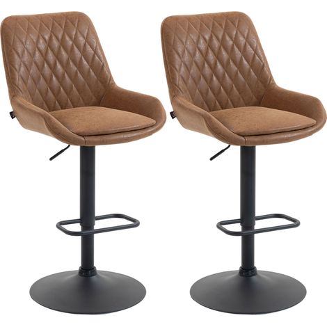Set of Two Faux Lear Retro Bar Stools - Orange (1/5)