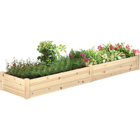 Carré Potager de Jardin dim. 244 x 61,5 x 27 cm Feutre de Drainage, séparation Inclus Bois de Sapin résistant aux intempéries et à l'humidité (1/5)