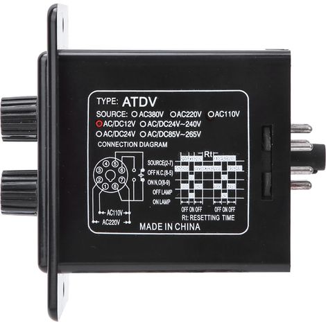 Ein-/Ausschalt-Zeitrelais, Drehknopf, Zeitschalter ATDV-YC 6S-60M (DC 12V) (1/5)