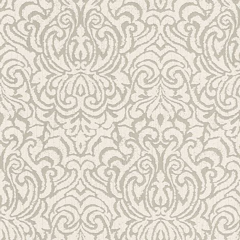 Carta da parati barocca Profhome 961933 Carta da parati tessile strutturata in stile barocco opaca beige bianco-crema 5,33 m2